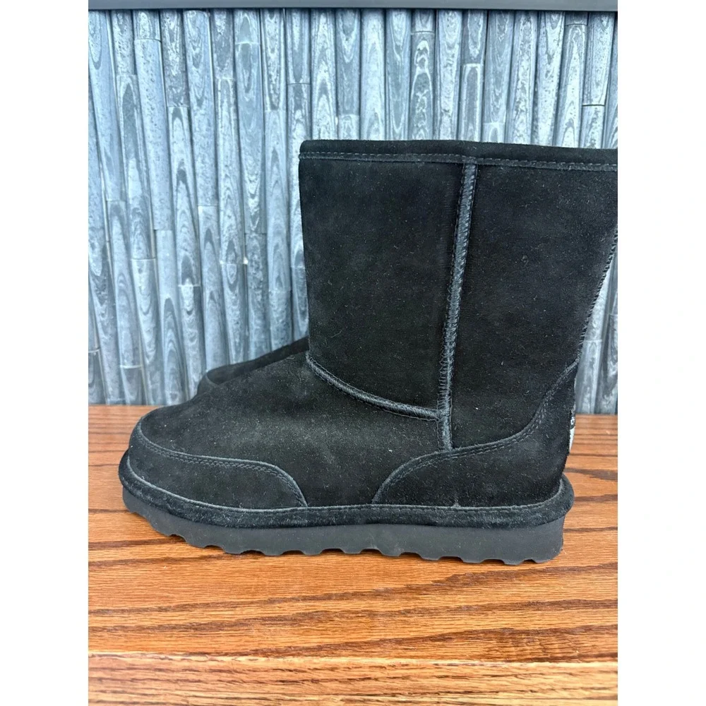 Bearpaw Patriot Mens Black Suede Sheepskin Wool Blend Fur Lined Boots Size 8